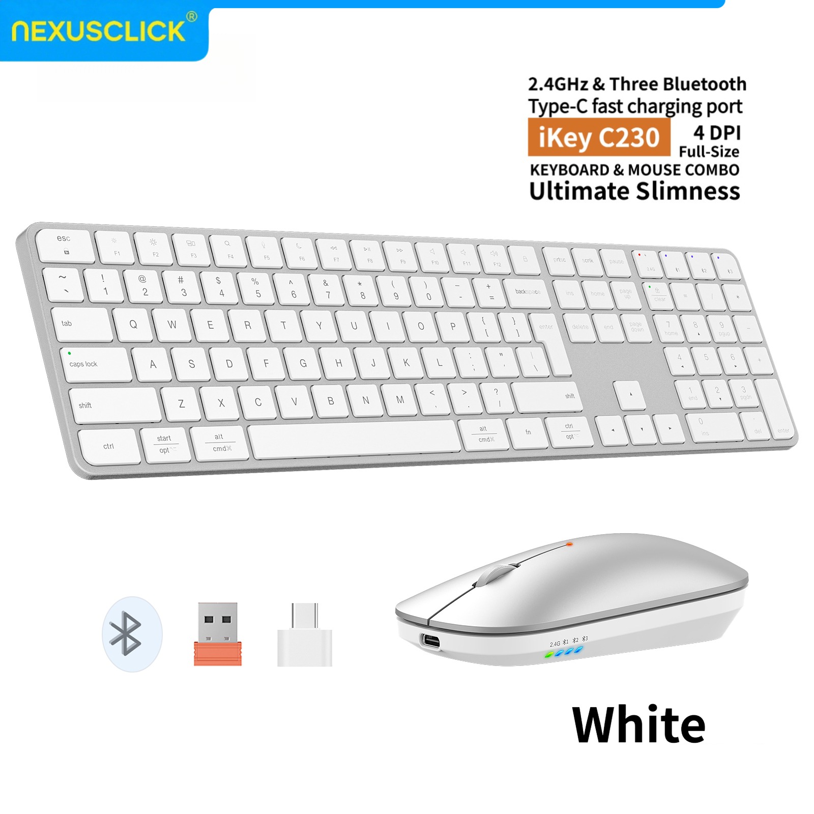 Gaming Keyboard Mouse Combo - NexusClick Rechargeable Wireless Keyboard Mouse Combo,4‑Channel