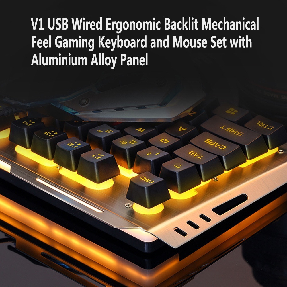 V1 USB Wired Mechanical Gaming - đánh giá và giá Gaming Keyboard Mouse Combo