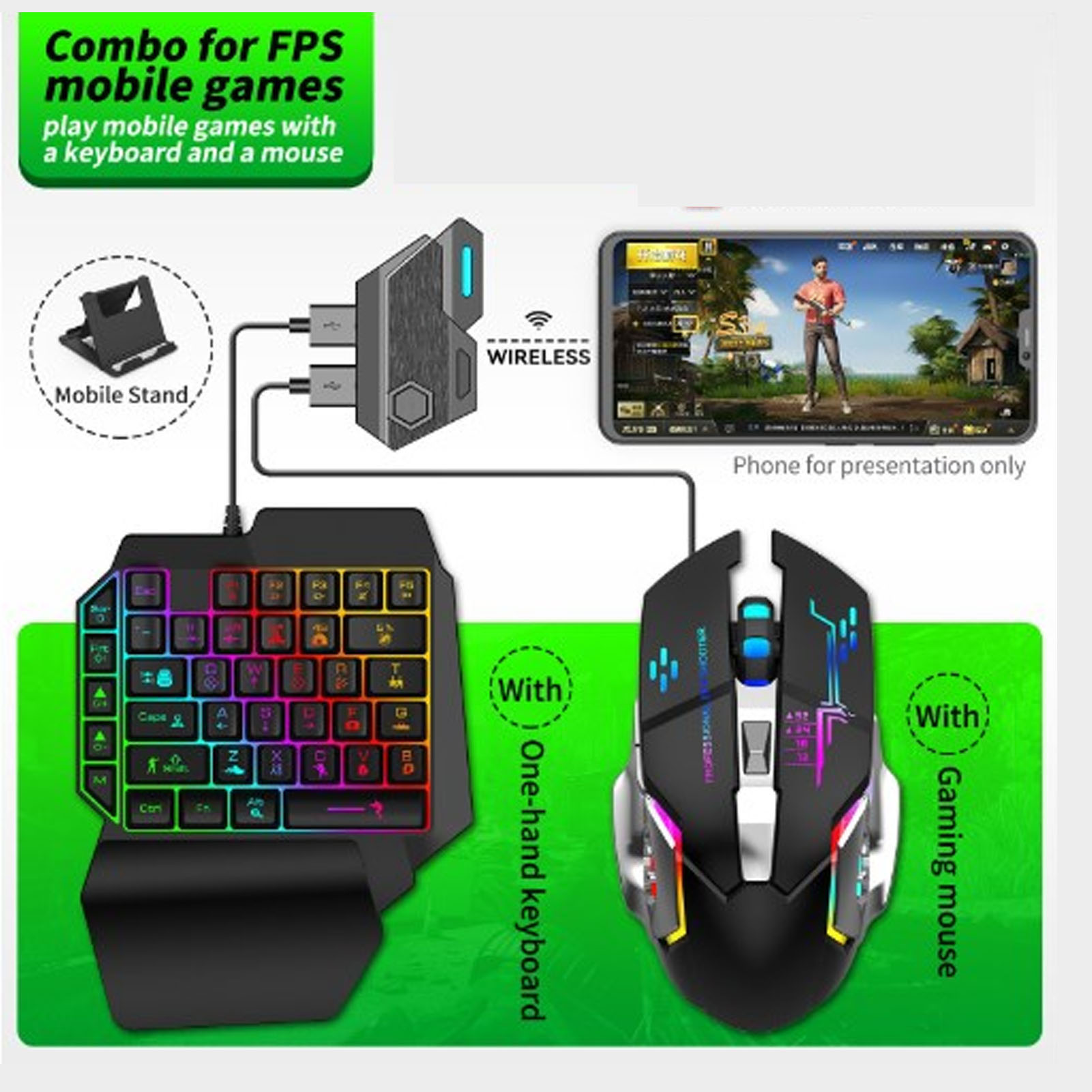 Mobile Game Combo Pack Bluetoo - đánh giá và giá Gaming Keyboard Mouse Combo