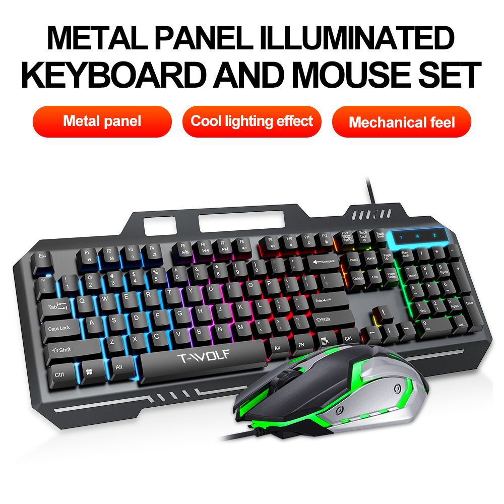 T WOLF TF600 Backlit Wired 104 - đánh giá và giá Gaming Keyboard Mouse Combo