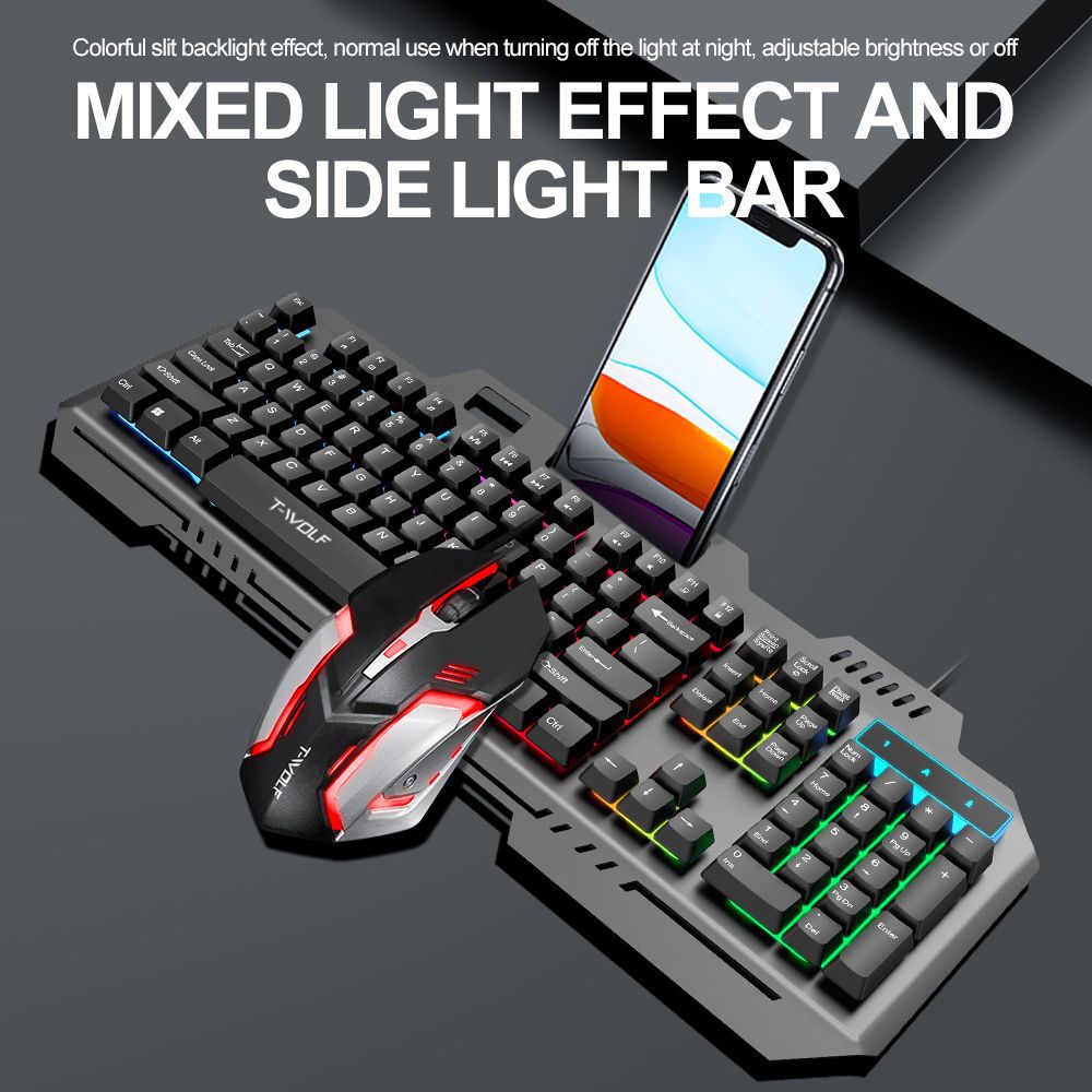 T WOLF TF600 Backlit Wired 104 - đánh giá và giá Gaming Keyboard Mouse Combo
